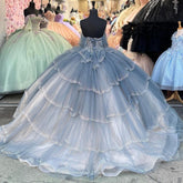 Off-Shoulder Tiered Ruffles Ball Gown Princess Quinceanera & Sweet 16 Birthday Party Dress
